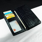 Real Double Sided Crocodile Black Leather Long Bifold Wallet For Men