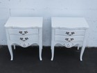 French Carved Painted White Nightstands Bedside Tables A Pair 6445