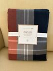 New Pottery Barn Walker Plaid Twin Duvet Cover Orange navy