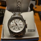 Seiko White Men s Watch - Chrono Steel White Dial
