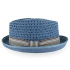 Belfry Men Women Summer Straw Porkpie Vented Trilby Fedora Hat In X-large Slate