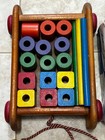 Vintage Playskool Wagon Wooden Blocks Pull Toy Complete In Box 1960 1st Version