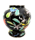 Antique Chinese Miniature Porcelain Vase Black Noir Famille Rose 2 1 4    13