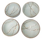 Set Of 4 Made In Japan Ceramic Soushun Sakura Blue Plum Medium Tayo Bowls 21oz