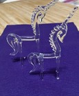 A Pair Of Vintage Unicorn Figurines Hand Blown Glass Art 
