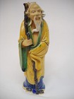 Antique Chinese Mudman Figure-old Man With Staff-10 -unmarked-vg