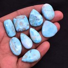 9 Pcs Natural Larimar Untreated 22mm-27mm Cabochon Loose Gemstones Wholesale Lot