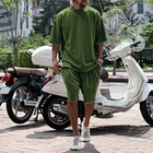 New Men 2piece T-shirt Set Short Sleeve Tracksuit Short Pants Loose Sports Suit