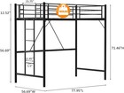 71 Inches Tall Loft Bed Twin Size W  Flat Ladder Rung Kids Teens Adults Heavy