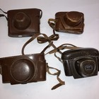 Lot Of 4 Vintage Brown Leather Camera Cases    look   