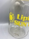 Vtg Lipton Sun Tea Jug Glass Gallon Jar 80s Retro  Yellow Flip Top Lid No Handle