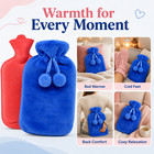 2l Hot Water Bottle With Blue Fleece Cover Reusable Bed Warmer 67 Oz