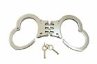 Real Police Handcuffs Double Lock Professional Silver Steel Hand Cuffs  W  Keys