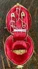 Antique Gold Tone Walnut Sewing Thimble Box Complete Set Rare