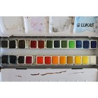 Lukas Aquarell 1862 Watercolors 24 Half Pans 6723 Metal Case Lightly Used