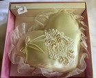 Mib 1997 Jamie Lynn Heart Ring Bearer Pillow Ivory Lace Beads Embroidery Sequins