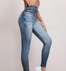 Denim Faux Printed Fitted  Plus Sz Jeans Leggins Comfy Stretch 2-xl