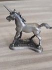 Vintage 1979 Perth Pewter Unicorn Figurine On Base