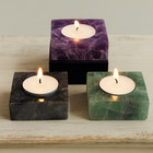 1pcs Vintage Stone Candle Holder Natural Crystal Fluorite Amethyst Labradorite