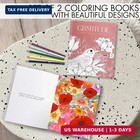 Adult Coloring Book Set Of 2 Beautiful Relaxation Gratitude Stress Relief Art