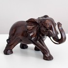 Polyceramic Elephant Figurine Wood Statue Raised Trunk Tusks Home Decor 3d 10 In
