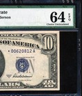 Fr 1707  1953a  10 Silver Certificate    star    Overprint Shift Error Pmg 64epq