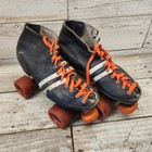 Vintage Riedell Speed Skates Size 7 Rental Black Quad Skates Orange Wheels