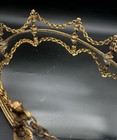 Vintage Gold Plated Cherub Vanity Dresser Mirror Tray Swag Chain Border