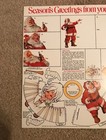 3 Pcs 1950 s Vintage Uncut Sheet Of  Christmas Coca Cola Bottler Santa Gift Tags