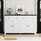 Buffet Sideboard Cupboard Storage Cabinet Coffee Bar W 2 Drawers 4 Doors White    