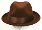 Men s Fedora Dress Hat Brandy Brown Un-114 100  Australian Wool Size S  M  L  Xl