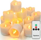 Flickering Flameless Fake Led Tea Lights With Dual Remotes  Dimmable Steady     