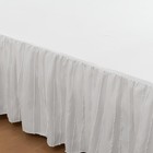 Striped Ruffled Bed Skirt Queen Size  18-inch Drop  Split Corners  White