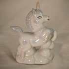 Classic Lusterware Unicorn White Porcelain W Necklace Mythical Shelf Figurine