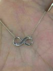 1ct Round Lab Crerated Diamond Infinity Necklace 18  Chain 14k White Gold Finish
