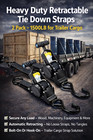 Retractable Ratchet Straps 2 Pack     Heavy Duty 1500lb Cargo Tie Downs