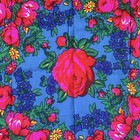 Vintage Babushka Scarf Blue Red Rose Floral Ukrainian Folk Kokum 30    Square Nwot