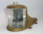 Old Brass Marine Deck Lamp Big 12  Long Teardrop Ship Boat Light Cracked Fresnel