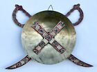 Brass Designer Swords With Shield Dhaal Talwar Decorative Wall Hanging  India