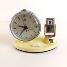 Vintage Space Age Alarm Clock With Perpetual Calendar - Golden Clock - Art Deco
