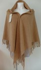 Joie Cashmere Wool Fringed Edge Large Triangle Scarf Shawl In Caramel Beige New