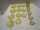 Vintage Akro-agate Amber Depression Glass Child  19 Pieces Tea Set Dishes 1930s