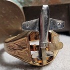Rare Vintage 1948 F-87 Jet Fighter Ring Kellogg s Pep Cereal Gold Plated