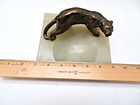 Art Deco Bronze Panther Sculpture On Marble Poche 1930 s