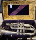 Vintage 1905 C g  Conn Connqueror Bb Cornet - Satin Silver Engraved - Serviced