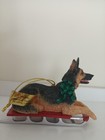 Danbury Mint German Shepherd   Sled Dog   Christmas Ornament  Resin  Hanging Bow