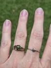 Vintage 10k Yellow Gold Green Jade Cabochon Ring  Nature Motif  2 59g  Sz 5 75