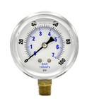 Liquid Filled Lower Mount Pressure Gauge With 2 5  Dial  0-100psi  1 4 male Npt