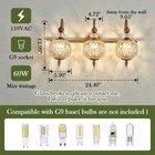 Vintage Bathroom Light Fixtures Gold Vanity Light With Glass Globe Lampshade 3 L