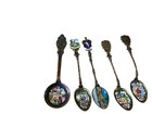 5 Vintage Gold Tone Cloisonn   Enamel Floral Demitasse Spoon Lot Italy  Czech 925